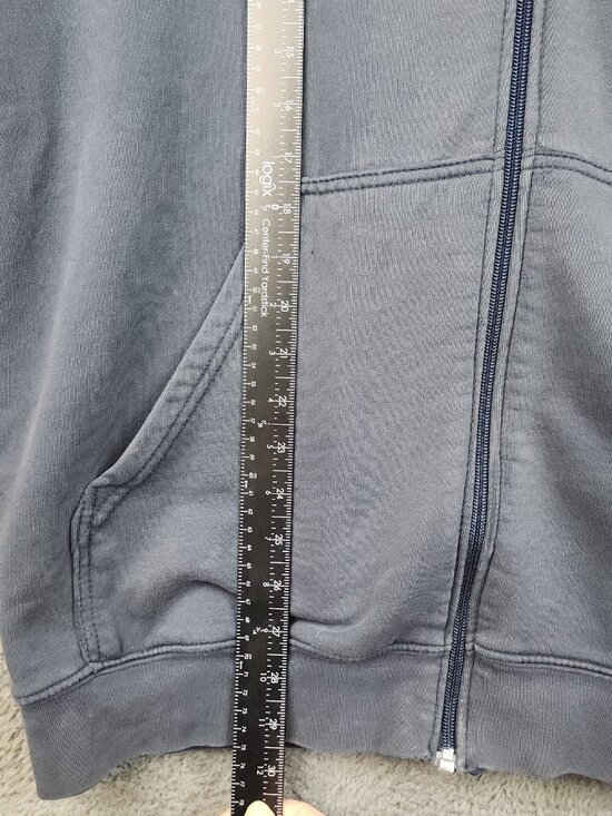 VTG Y2K Nike Mini Swoosh Hoodie Full Zip Mens Large Faded Blue Sweatshirt Travis - Picture 6 of 10